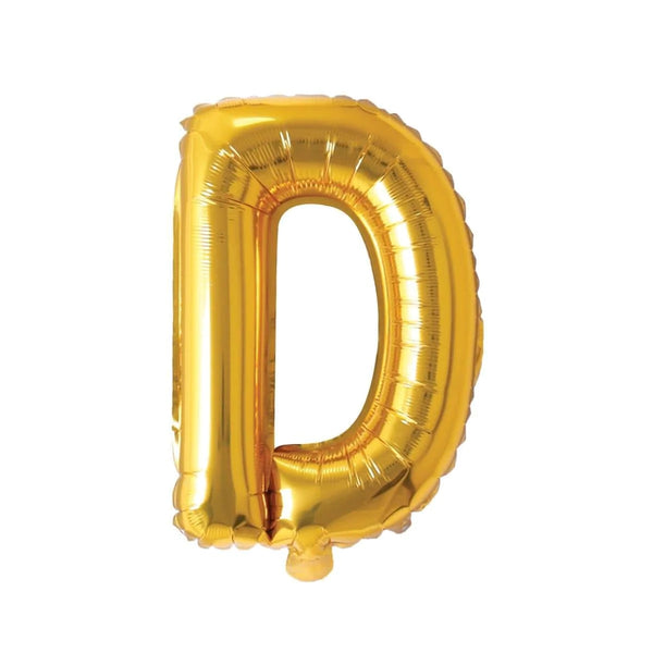 Gold Letter D Foil Balloon, 16 Inches
