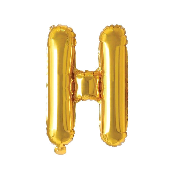 Gold Letter H Foil Balloon, 16 Inches