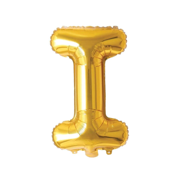 Gold Letter I Foil Balloon, 16 Inches