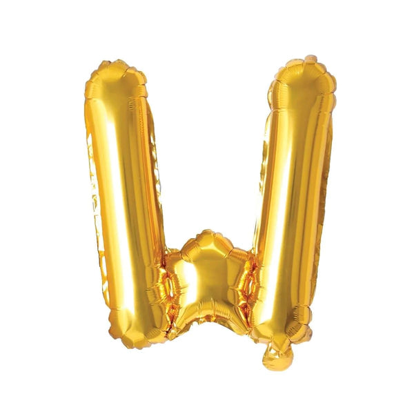 Gold Letter W Foil Balloon, 16 Inches