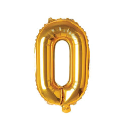 Gold Number 0 Foil Balloon, 16 Inches