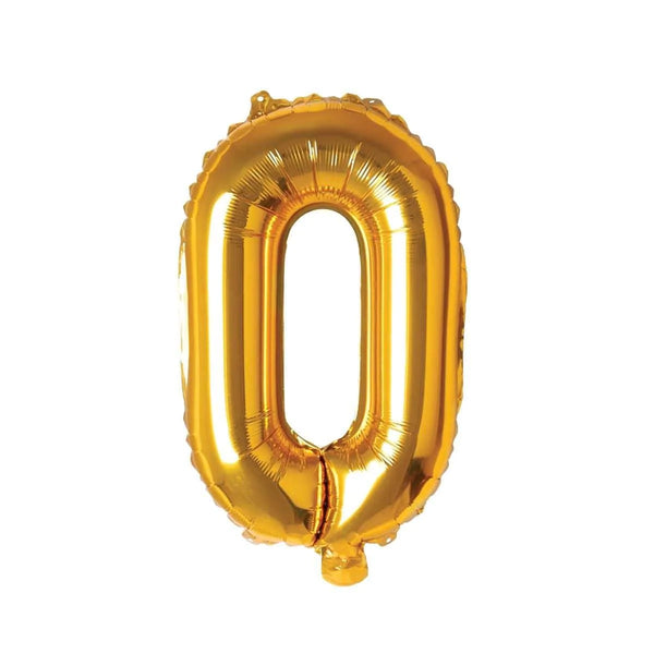 Gold Number 0 Foil Balloon, 16 Inches