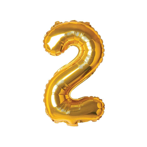 Gold Number 2 Foil Balloon, 16 Inches