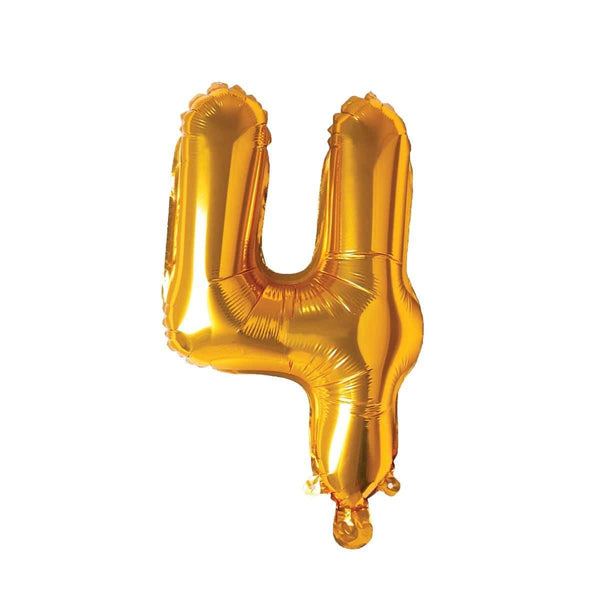 Gold Number 4 Foil Balloon, 16 Inches