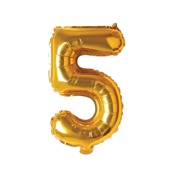 Gold Number 5 Foil Balloon, 16 Inches