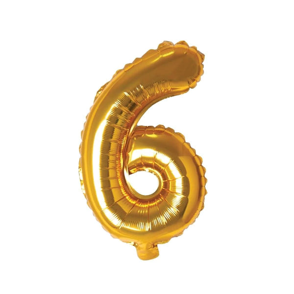 Gold Number 6 Foil Balloon, 16 Inches