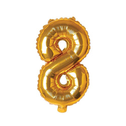 Gold Number 8 Foil Balloon, 16 Inches