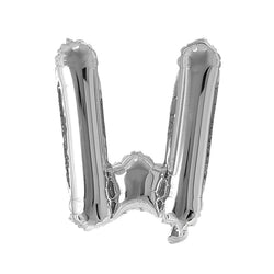 Silver Letter W Foil Balloon, 16 Inches