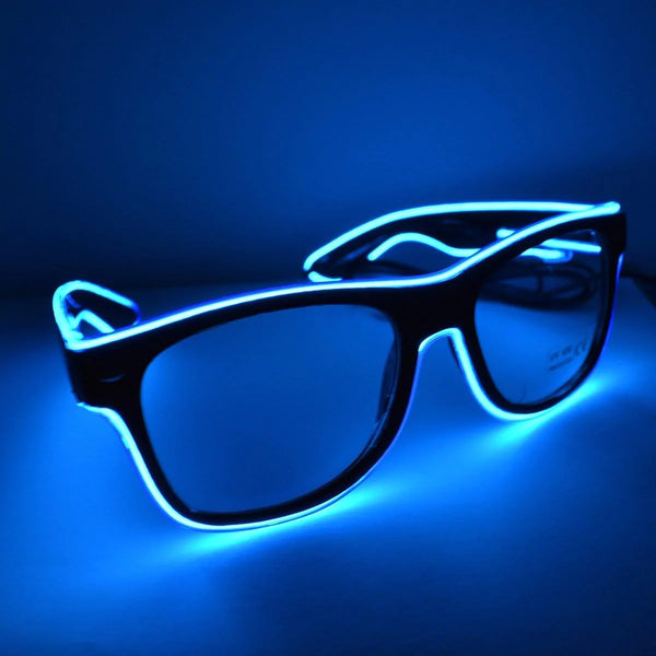 Blue flashing LED sunglasses