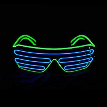Blue & lime green flashing LED party sunglasses